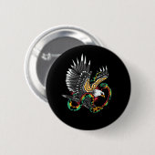 Tatoeage ontwerp adelaar vs slang ronde button 5,7 cm (Voorkant /achterkant)