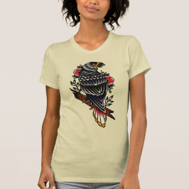 Tatoeage ontwerp grafische raaf kraai old school t-shirt