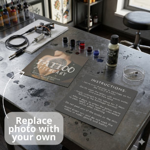 Tatoeage Professioneel Foto Nazorginstructies Vierkante Visitekaartje