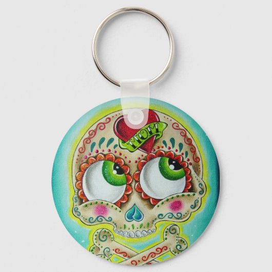 Tatoeage schedel sleutelhanger (Voorkant)