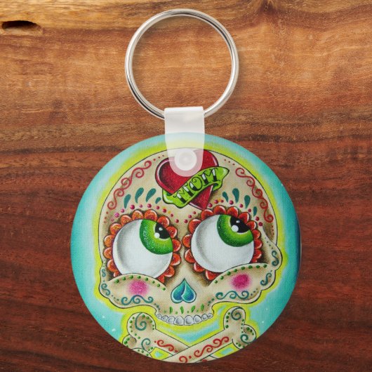 Tatoeage schedel sleutelhanger (Voorkant)