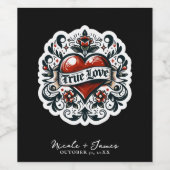 Tatoeage sticker echte liefde hart Huwelijk  (Enkel label)