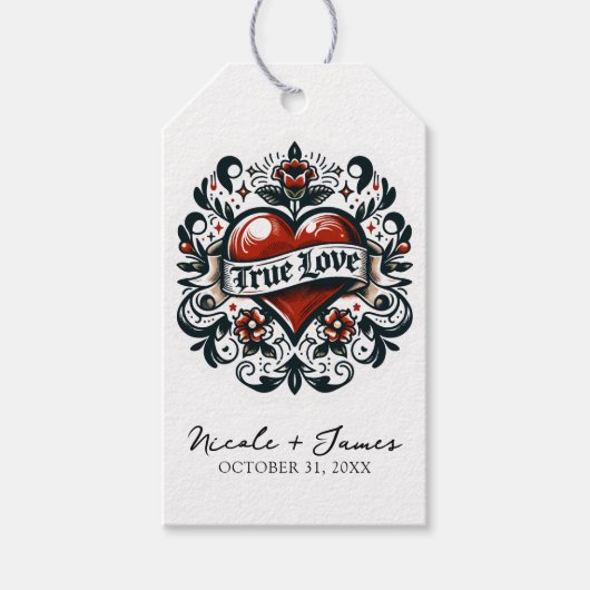 Tatoeage sticker echte liefde hart Huwelijk  Cadeaulabel (Voorkant)