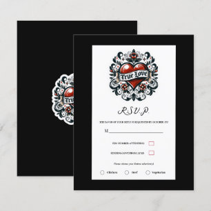 Tatoeage Sticker Echte Liefde Hart Huwelijk RSVP Kaart