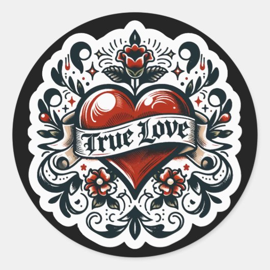 Tatoeage Sticker Echte Liefde Hart Huwelijk Verlov (Voorkant)