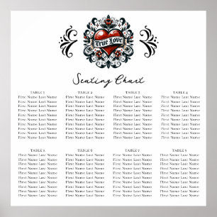 Tatoeage Sticker Echte Liefde Hart Trouwstoelindel Poster