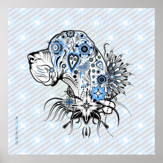 Tatoeage stijl Deutsche Dogge Poster (Voorkant)