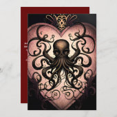 Tatoeage stijl gotische octopus feestdagenkaart (Voorkant / Achterkant)