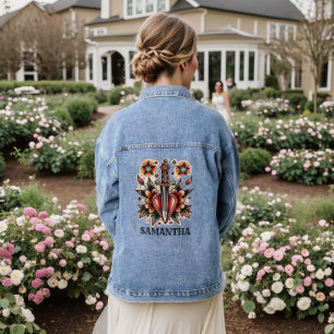 Tatoeage Stijl Hart Dolk Retro Meisjesuitje Denim Jacket