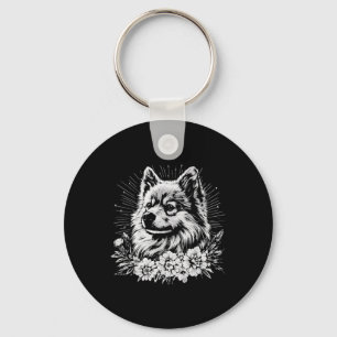 Tatoeage stijl liefhebber Keeshond Retro Hond  Sleutelhanger