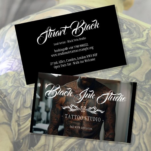 Tatoeage Studio Visitekaartje | Bewerkbare Sjabloo
