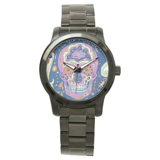 Tatoeage Suiker Schedel  Horloge (Voorkant)