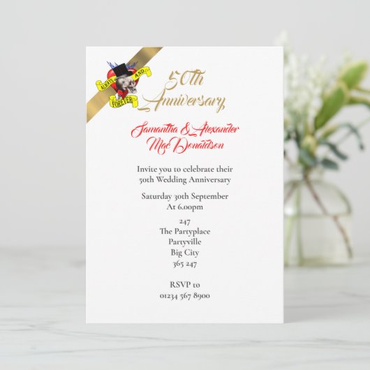 Tatoeage thema 50ste huwelijksverjaardag kaart (Staand voorkant)