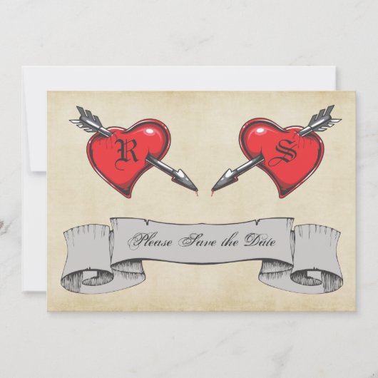 Tatoeage Thema Bruiloft Save the Date Kaart (Voorkant)
