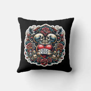 Tatoeage van een skelethart met ware liefde look kussen