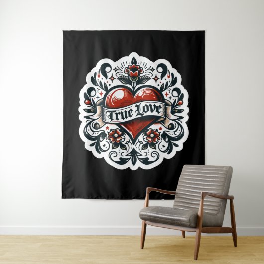 Tatoeage van het hart van de ware liefde Ziet er a Wandkleed (In situ)