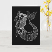 Tatoeage van zeemeermin Vintage zeemeermin kunst T Kaart (Gele Bloem)