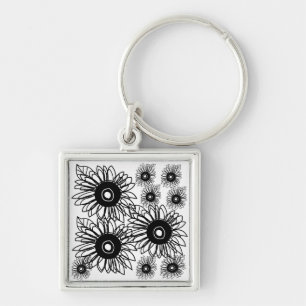 Tatoeage Zonnebloem Bloem Zwart Wit Tatoeage Bloem Sleutelhanger