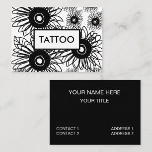 Tatoeage Zonnebloem Bloemig Zwart Wit Tatoeage Visitekaartje