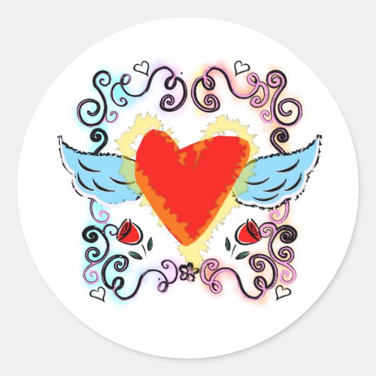 tatoeagehart ronde sticker (Voorkant)