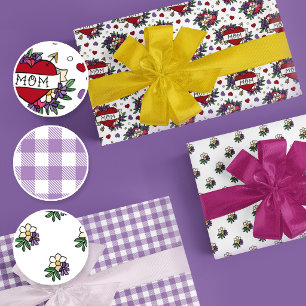 Tatoeagehartpatroon voor Moederdag met Liefde voor Inpakpapier Vel