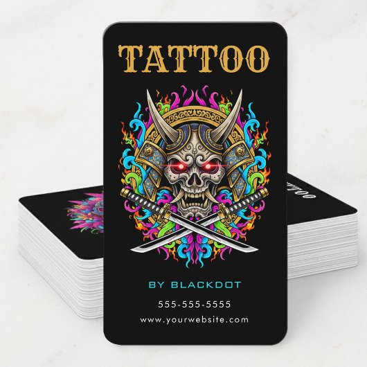 Tatoeagekunstenaar Samurai Skull Tattoo Studio QR- Visitekaartje