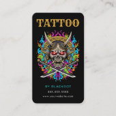 Tatoeagekunstenaar Samurai Skull Tattoo Studio QR- Visitekaartje (Voorkant)