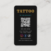 Tatoeagekunstenaar Samurai Skull Tattoo Studio QR- Visitekaartje (Achterkant)