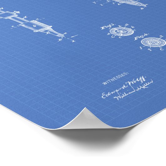 Tatoeagemachine 1891 Patent Art Blueprint Poster (Hoek)