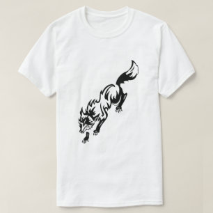 Tatoeageontwerp in vos stijl zwart wit t-shirt