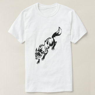Tatoeageontwerp in vos stijl zwart wit t-shirt