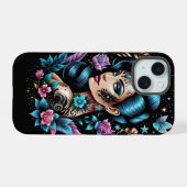 Tatoeages en Rozen iPhone 15 Case (Achterkant horizontaal)