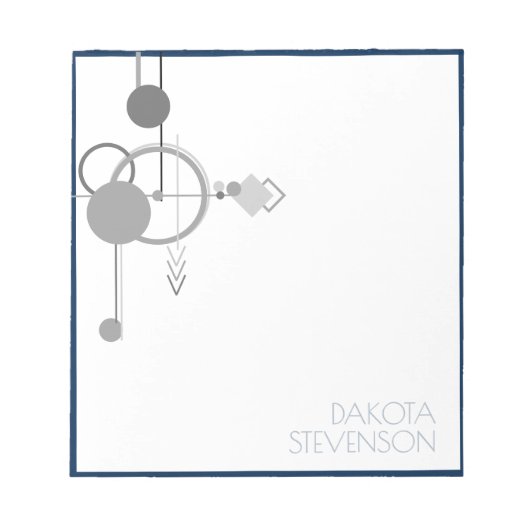 Tatoeages Lijn Kunst | Navy Blauw Grijs Aangepast  Notitieblok (Voorkant)