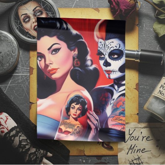 Tatoeages van oude pin-ups tissuepapier