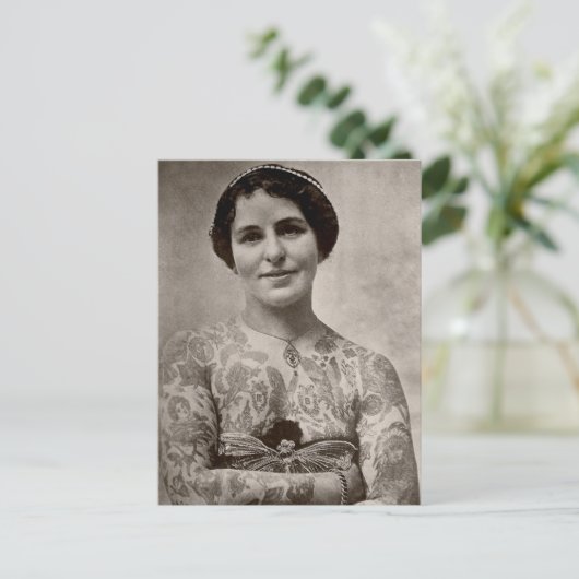 Tatoeages Vrouwen  foto zwart-wit Briefkaart (Staand voorkant)