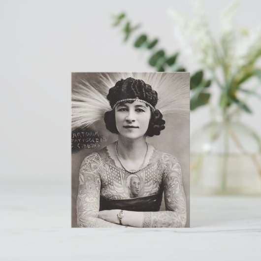 Tatoeages Vrouwen  foto zwart-wit Briefkaart (Staand voorkant)