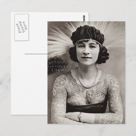 Tatoeages Vrouwen  foto zwart-wit Briefkaart (Voorkant / Achterkant)