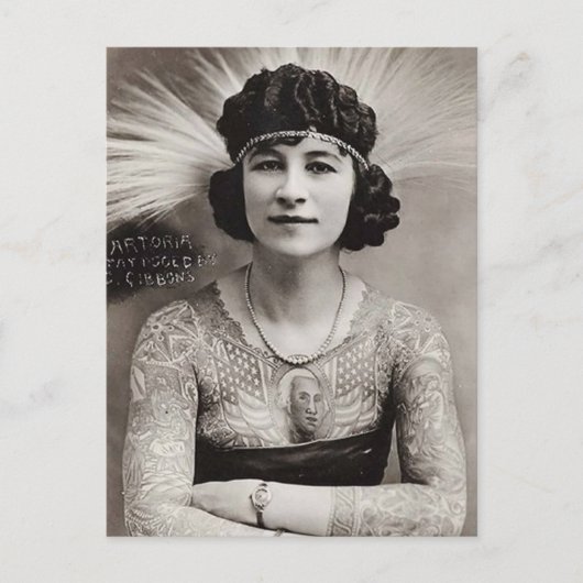 Tatoeages Vrouwen  foto zwart-wit Briefkaart (Voorkant)
