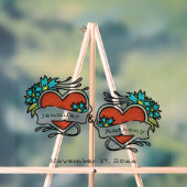Tatoeëerde harten, Tattoo Graphic Wedding Acryl Bord (Neutraal)