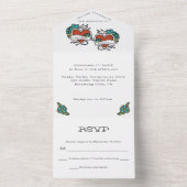 Tatoeëerde harten, Tattoo Graphic Wedding All In One Uitnodiging (Binnen)