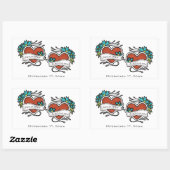 Tatoeëerde harten, Tattoo Graphic Wedding Rechthoekige Sticker (Vel)