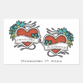 Tatoeëerde harten, Tattoo Graphic Wedding Rechthoekige Sticker (Voorkant)
