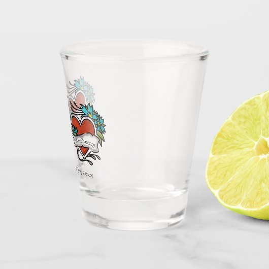 Tatoeëerde harten, Tattoo Graphic Wedding Shot Glas (Rechts)