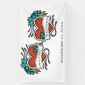 Tatoeëerde harten, Tattoo Graphic Wedding Spandoek (Verticaal)