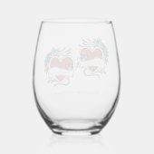 Tatoeëerde harten, Tattoo Graphic Wedding Wijnglas Zonder Voet (Achterkant)