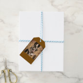 Tatoeëerde vrouw in goud cadeaulabel (Met Touw)