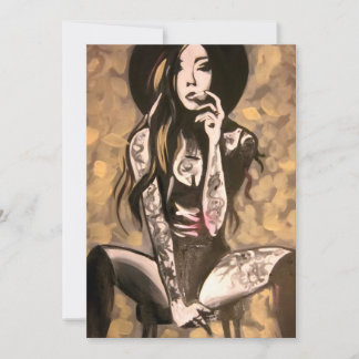 Tatoeëerde vrouw in goud kaart