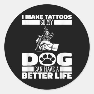 Tatoeëerder Hond Tattoos Tatoeëerder - Tattoo Arti Ronde Sticker
