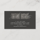 Tatoeëerder moderne typografie script beige grijs visitekaartje (Achterkant)