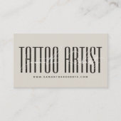 Tatoeëerder moderne typografie script beige grijs visitekaartje (Voorkant)
